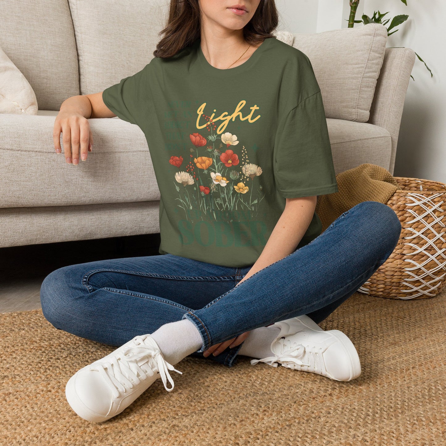 Sober Recovery T‑Shirt — "Never Met An Addict That Didn’t Light Up A Room" Floral Tee